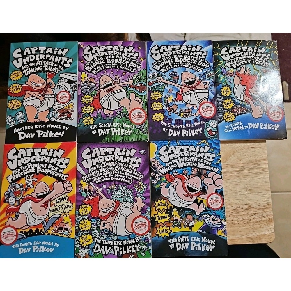 Lot Of 7 Captain Underpants Books Paperback Scholastic Dav Pilkey Very good cond
